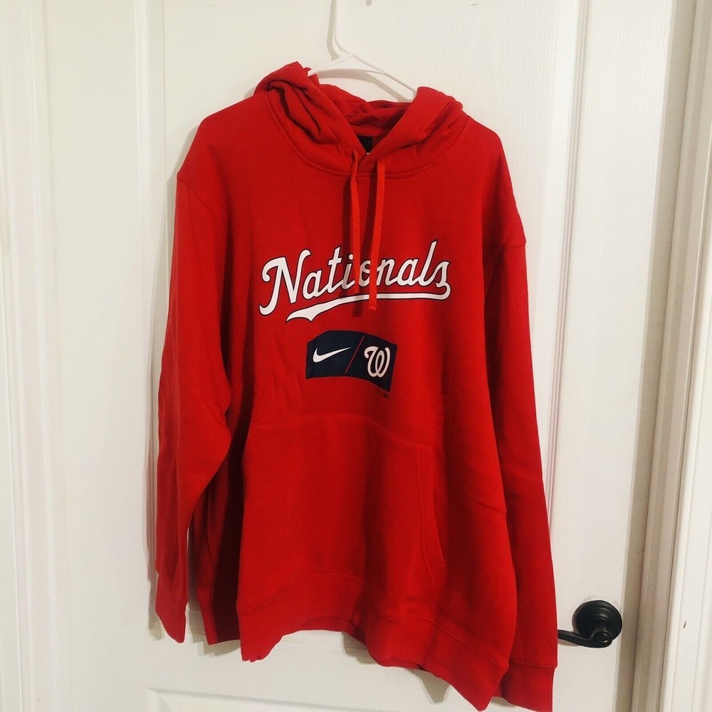 Nike Washington Nationals MLB Hoodie Red Pullover Script Logo Mens 3XL NWT